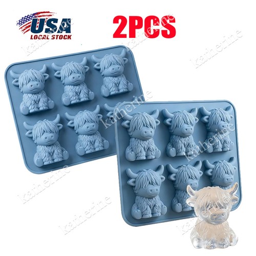 1-3x Mini stampo per cubetti di ghiaccio mucca delle Highlands, simpatico vassoio per cubetti di ghiaccio in silicone per mucca delle Highlands - Foto 14 di 16