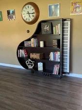 Upcycled Art, Emerson Baby Grand Piano Bookshelf/bookcase , antique 