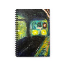 Spiral Notebook - New York Subway F Train Painting, Journal, Diary, Sketchbook,