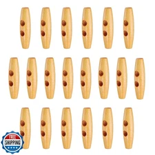 HARFINGTON 20pcs Wooden Toggle Buttons 50mm / 2" Wood Olive Sewing Buttons 2-