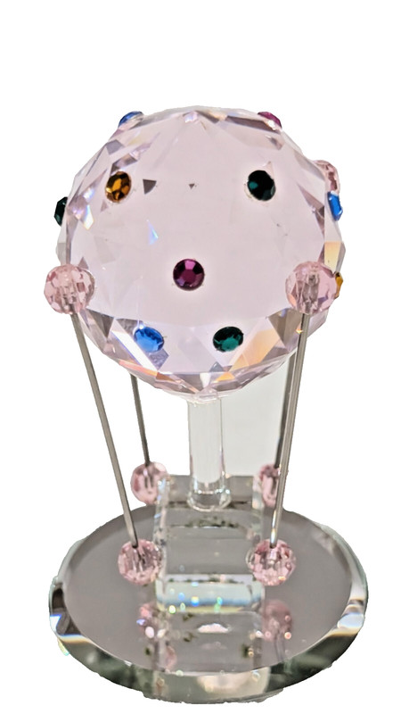 Pink Hot Air Balloon Crystal Multicolored Crystals Spoontiques Mirror Base Label