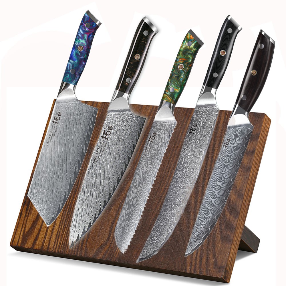 Juego de cocina 6 piezas TURWHO Japón Damasco acero cuchillo de carne cuchillo de pan