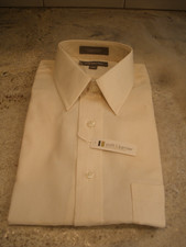 New Men's Long Sleeve Dress Shirt croft barrow beige 17 34/35 3A 
