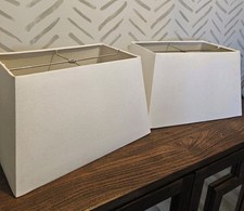 Rectangle Fabric Lamp Shades Cream Ivory Set Of 2, 16" X 12" X 9.5" Trapezoid