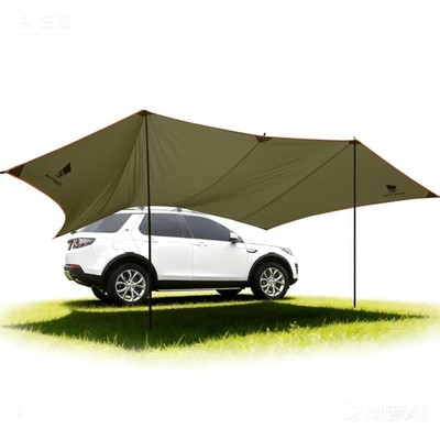 3,5 x 5,8 m Auto Markise Sonnensegel,  3000 mm Große Vorzelt Auto mit 2 Stang...