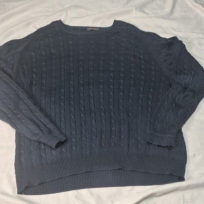 BROOKS BROTHERS ESTABLISHED 1818 BLUE CABLE KNIT SWEATER  XL