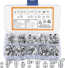 Metric Grease Fittings Kit, 60 Pcs Hydraulic Grease Zerk Assortment Kit