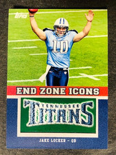 2011 Topps #EZI-42 Jake Locker Rookie RC End Zone Icons Patch Relic Card. rookie card picture