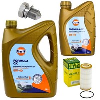 MotoröL Filter Set Gulf Formula GX 5W-40 6 Liter + Schraube FüR VW Golf VII 2.0