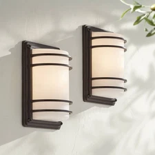 Habitat Modern Outdoor Wall Light Fixtures Set of 2 Oil Rubbed Bronze LED 11"