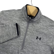Under Armour Mens M Gray Space Dye Heather Quarter Zip Pullover Loose Fit