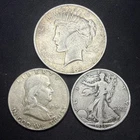 Silver Coins Lot Of 3-  1922D Peace Dollar  1951 Franklin 1936 liberty Half