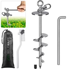 Heavy-Duty Dog Tie Out Stake   17" Rust-Proof Swivel Anchor for Large Dogs U...