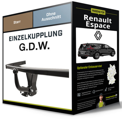 Starre Anhängerkupplung für RENAULT Espace 11.2019-03.2023 V Typ JR G.D.W. NEU