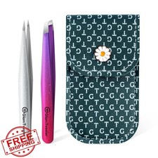Expert Slant Point Tweezer Set Sparkle Deep Violet Silver