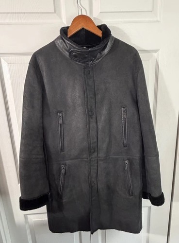 Giorgio Armani Mens size It 50 US 40 Lambskin Shearling Leather Car Coat Vintage