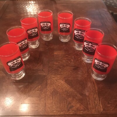 8- Vintage 1970s Pringles Collectible 12 oz Footed Drink Glasses-Never Used