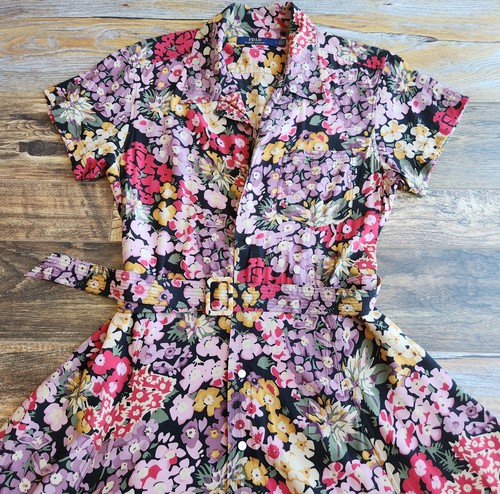 Polo Ralph Lauren Floral Belted Midi Shirt Dress Button-Up Pocket Multicolor 6 - Picture 13 of 17