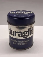 Vintage DURAGLIT SILVER POLISH WADDING TIN BOX 1970 ITALY Tin Box