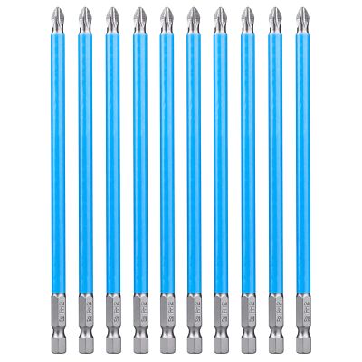 	Long Phillips Screwdriver Bit Set Magnetic Ph2 Impact Driver Bits 10Pcs 6-In...