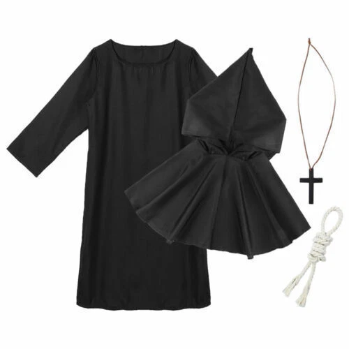 Renaissance Priest Sorcerer Robe Halloween Cosplay Costume Hooded Cape Unisex - Picture 9 of 26