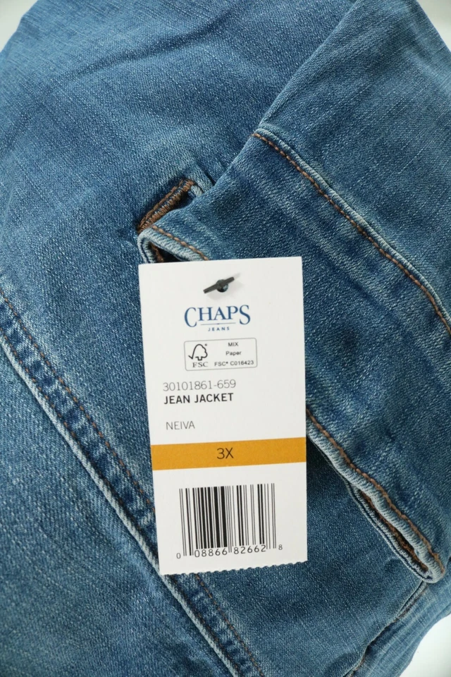女式 Chaps 蓝色牛仔夹克 3XL 全新! 全新带标签 — 第 3/4 张图片