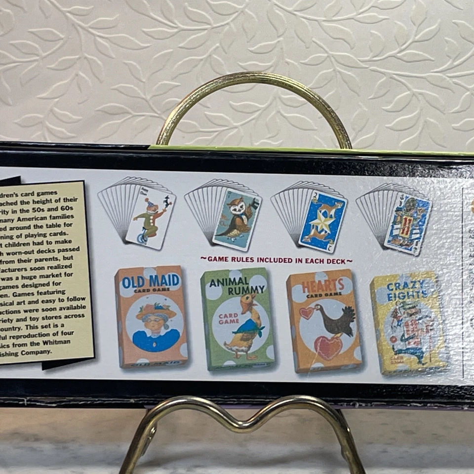 Crazy Eights Hearts Old Maid Animal Rummy Card Games Thinkfun 4 Children’s 2002  - Image 4 of 4