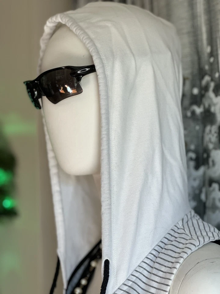 ROXY GRAY & WHITE STRIPED SLEEVELESS V-NECK RACER BACK HOODIE SIZE XL - Image 3 of 4