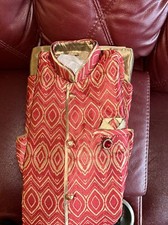 Indian Boys kurta Pajama Set Age 12 Red Sherwani Wedding Party Wear New