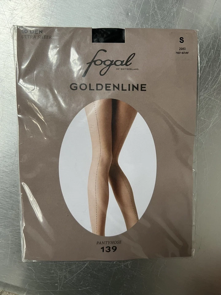 NUEVAS Medias Fogal GOLDEN LINE 10 denier Negras con Costura de Cristal de Swarovski PEQUEÑAS Foto 2 de 4