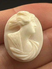 Vintage Rare Carved Pink Coral Lady Profile Small Loose Cameo