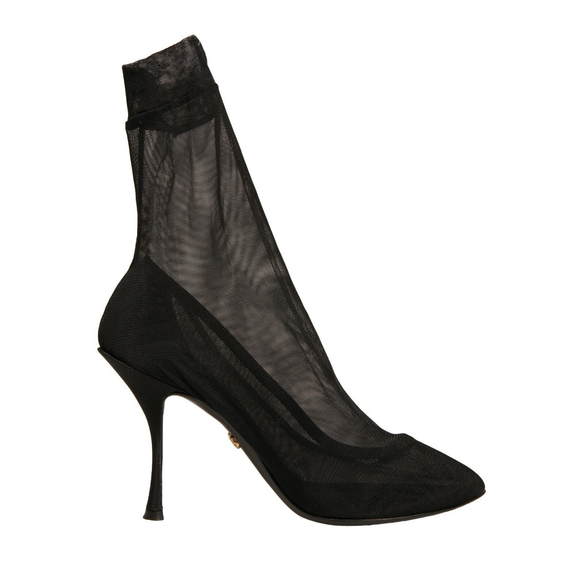DOLCE & GABBANA Shoes Black Silk Mesh Sock Style Heels Boots EU38