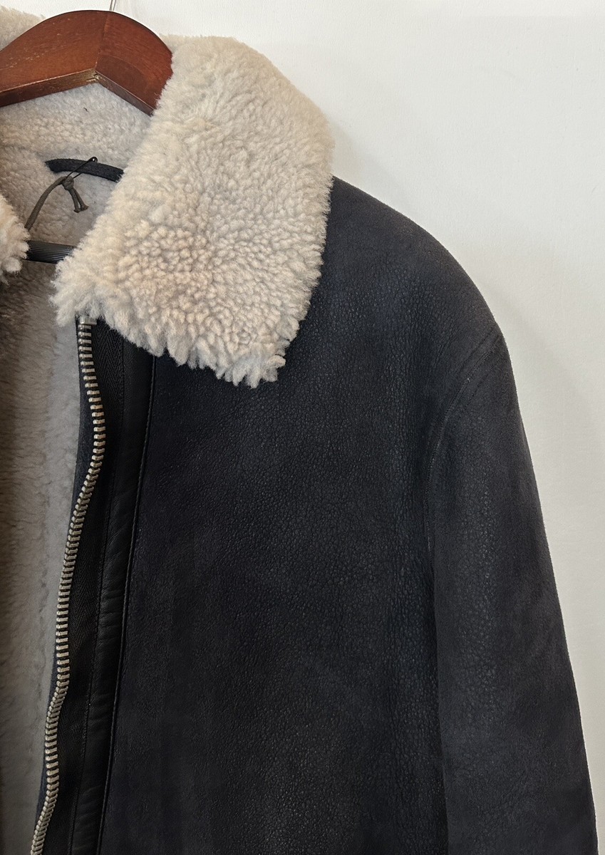 282 ALLSAINTS Vaider Men's Shearling Bomber Jacket Size M 282 ALLSAINTS Vaider Men's Shearling Bomber Jacket Size M