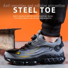 Sports Casual Low Top Steel Toe Shoes Breathable Work Shoes Lace Free Sneakers