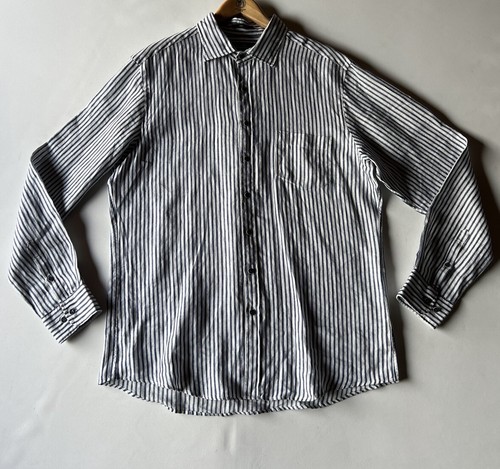 Rodd And Gunn Shirt Men Extra Large Original Fit Button Up Linen Blue Stripe