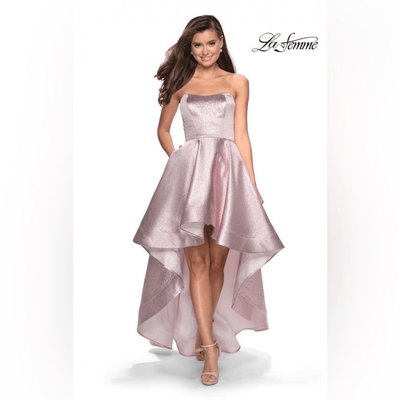 knee length dresses for ladies Jovani D5079 Size 6, 14 Hot Pink Long Metallic Prom Dress Corset main image 1
