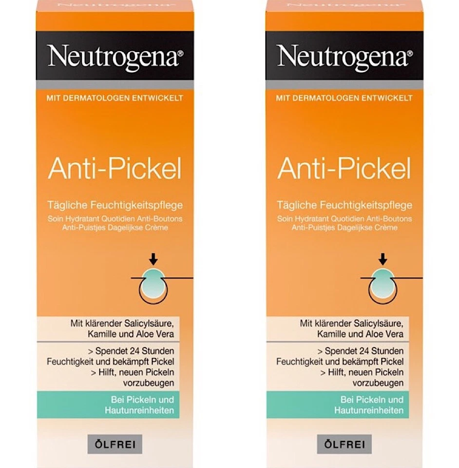 ✅ Neutrogena Anti-Pickel Creme Salicylsäure gegen Pickel Gesichtspflege 2x 50ml✅