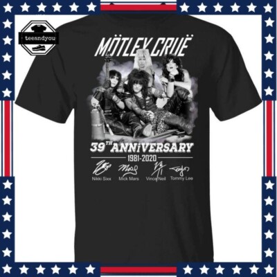 Vintage Motley Crue 2020 39Th Anniversary 1981-2020 Tour T-Shirt, Size S to 5XL