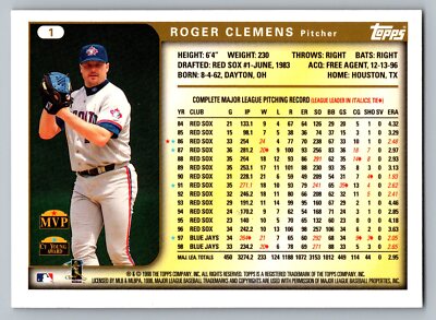 1999 Topps - Pre-Production Roger Clemens #PP1 for sale online | eBay