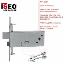 SERRATURA INFILARE FASCIA ISEO DOPPIA MAPPA 983901BFZ FERRO ALLUMINIO CANCELLI 