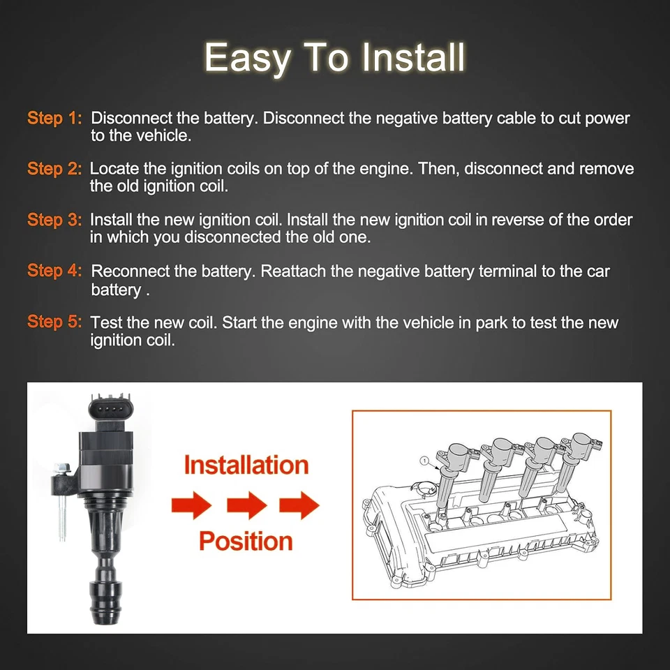 4 Pack Ignition Coils set For Chevy Malibu GMC Buick Pontiac Saturn 2.4L UF491 Foto 2 de 4