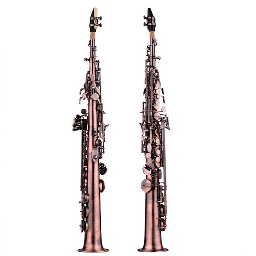 Saxofón soprano recto latón niquelado saxo Bb instrumento de viento de madera Z0C6 - Imagen 6 de 11