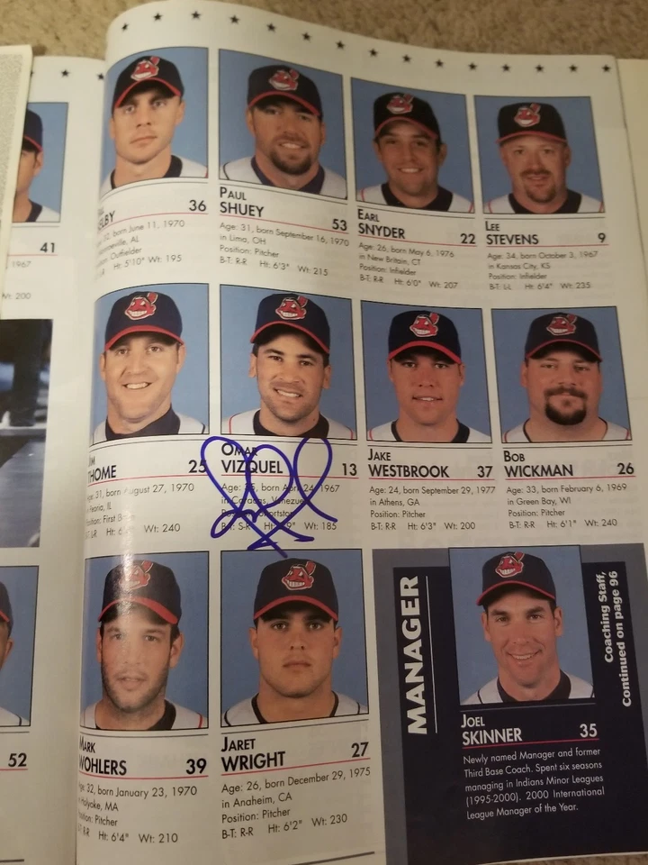 Cleveland Indians 2002  Game Face Magazine Program Roster autograph Omar vizquel - Image 2 of 3