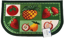 Printed Egyptian Nylon Rug nonskid 18"x30" FRUITS IN SQUARES, D Shaped, KH