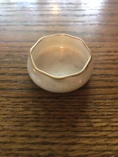 Open Salt, Cream, Scalloped Gold Edge