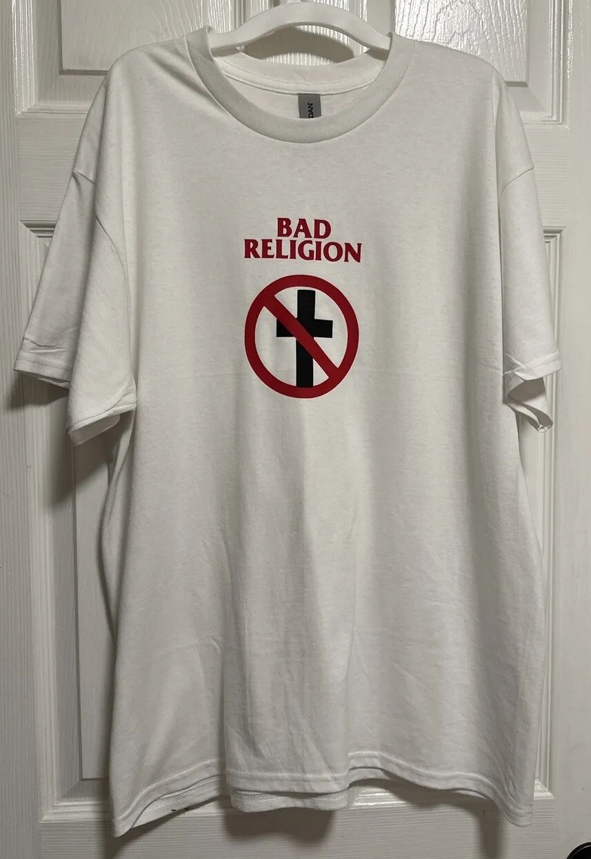 ALTRA T Shirt Nuova Personalizzata Iron On Bad Religion Logo BIANCO Taglia Large o Taglia a Scelta