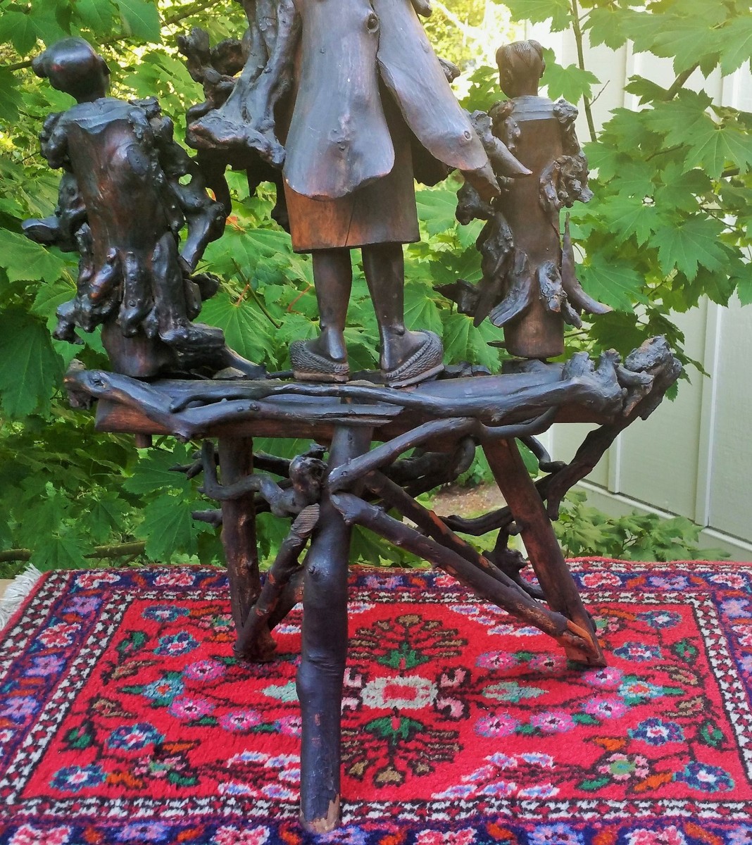 19th cen. antique japanese gnarled wood buddha sculpture statue