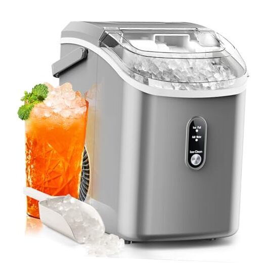 Nugget Ice Makers Countertop with Soft Chewable Pellet Ice, 35.5Lbs/24Hrs Grey