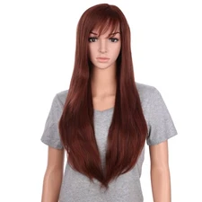 Onedor 30" Long Straight Synthetic Full Head Cosplay Wigs with Bangs (RL33/35)