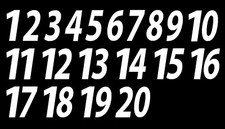 1-20 Numbers Reflective White Sticker Vinyl Decals 1" - 10" Set Of 20 591-R 